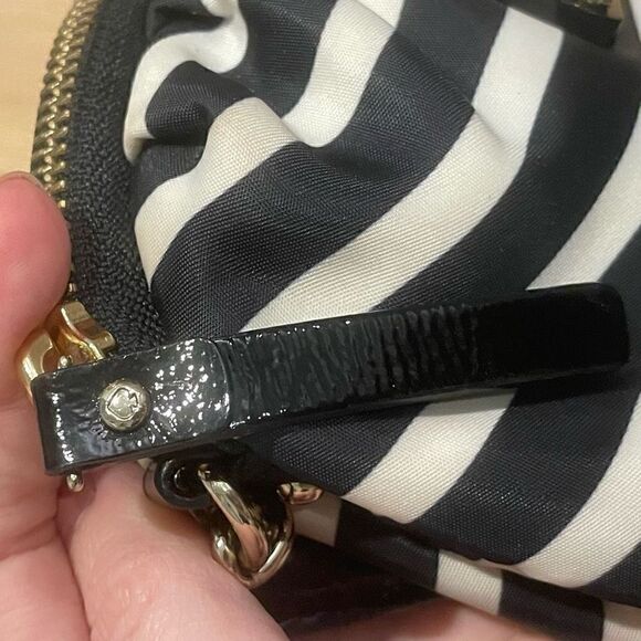 Kate Spade Crossbody Black and White Gold Chain Small Nautical Striped - Picture 10 of 12